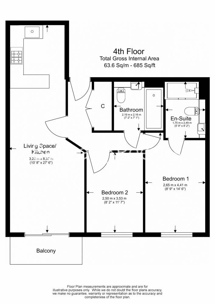 2 bedrooms flat to rent in Boulevard Drive, Colindale, NW9-Floorplan