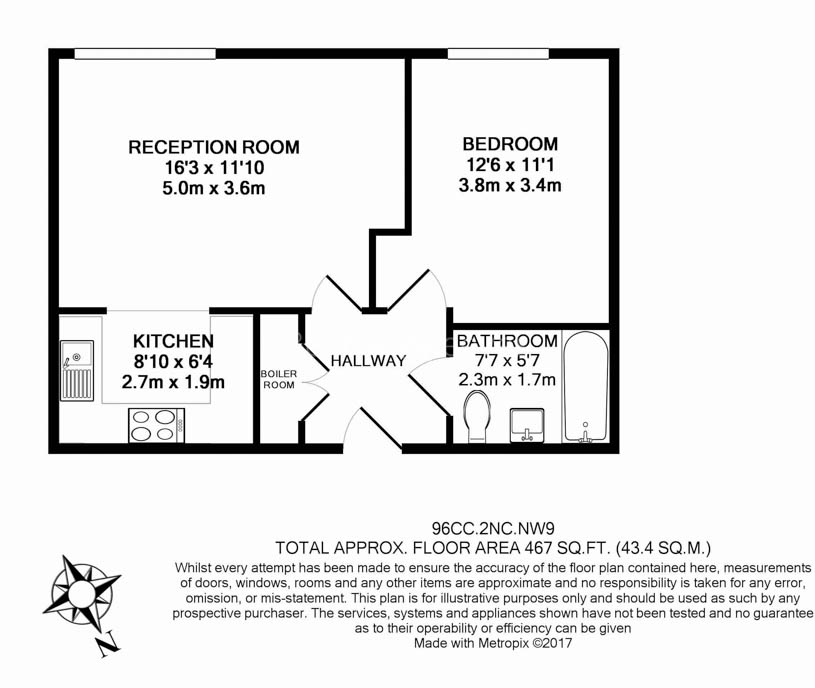 1  bedroom flat to rent in Needleman Close, Colindale, NW9-Floorplan