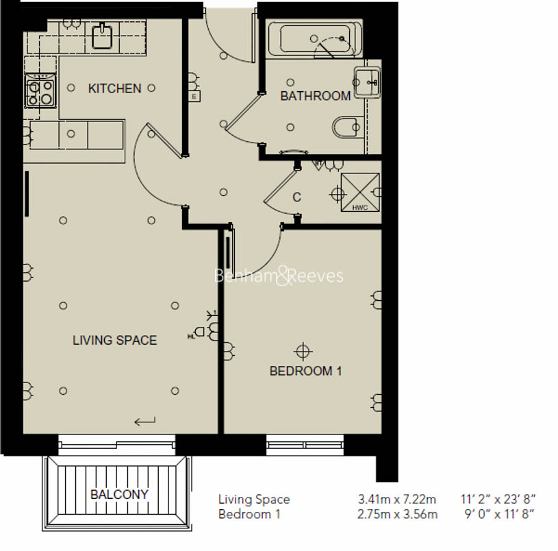 1  bedroom flat to rent in Beaufort Square, Colindale, NW9-Floorplan