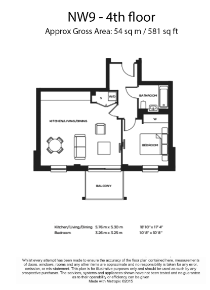 1 bedroom  for sale in Lismore Boulevard, Colindale, NW9-Floorplan