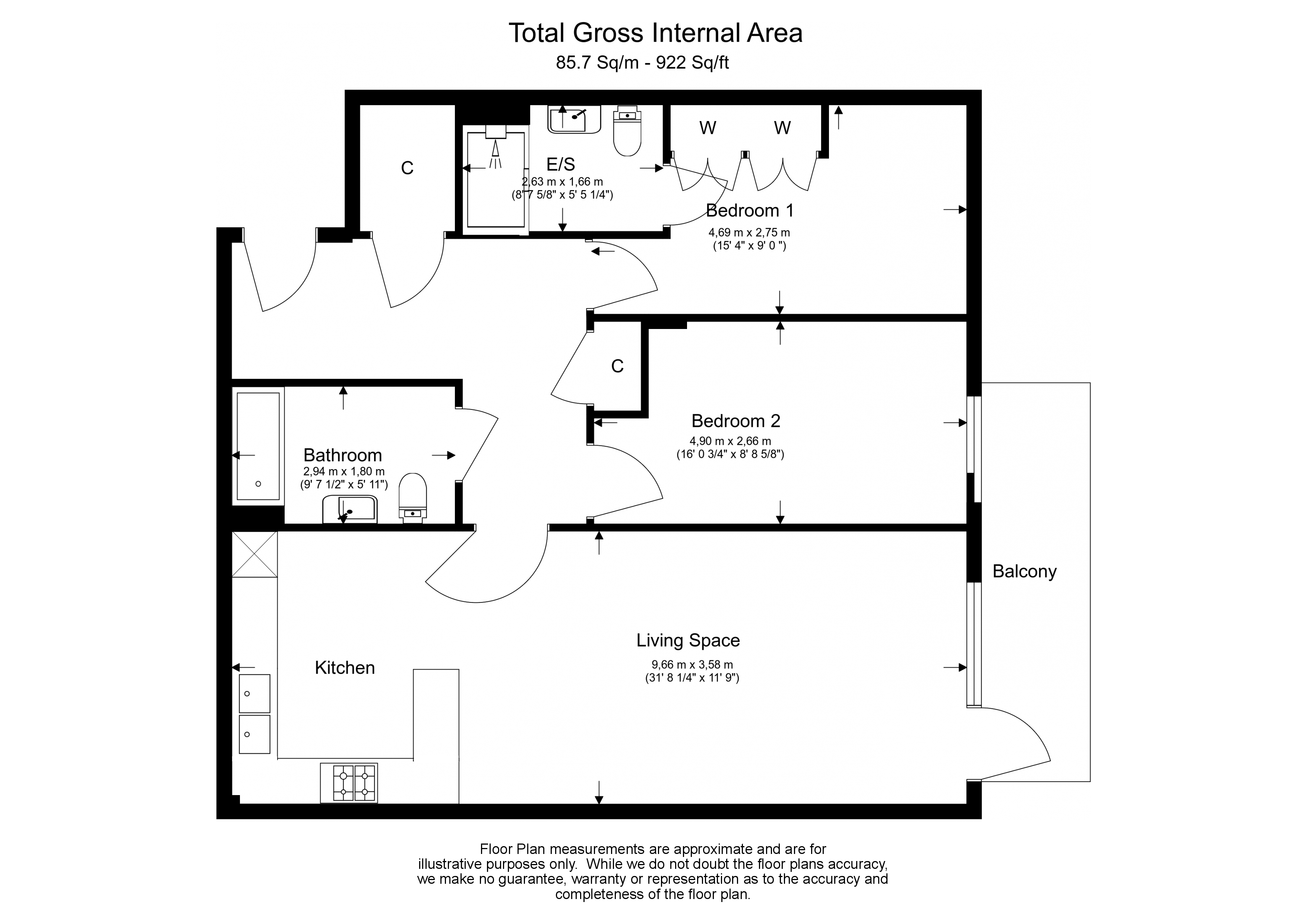 2 bedrooms flat to rent in Beaufort Square, Colindale, NW9-Floorplan