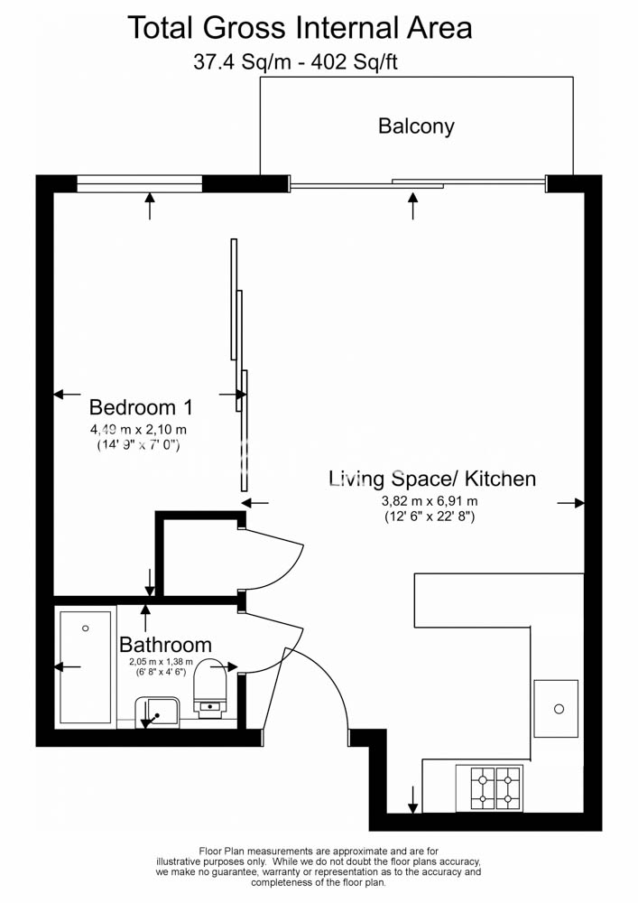 1  bedroom flat to rent in Heritage Avenue, Colindale, NW9-Floorplan