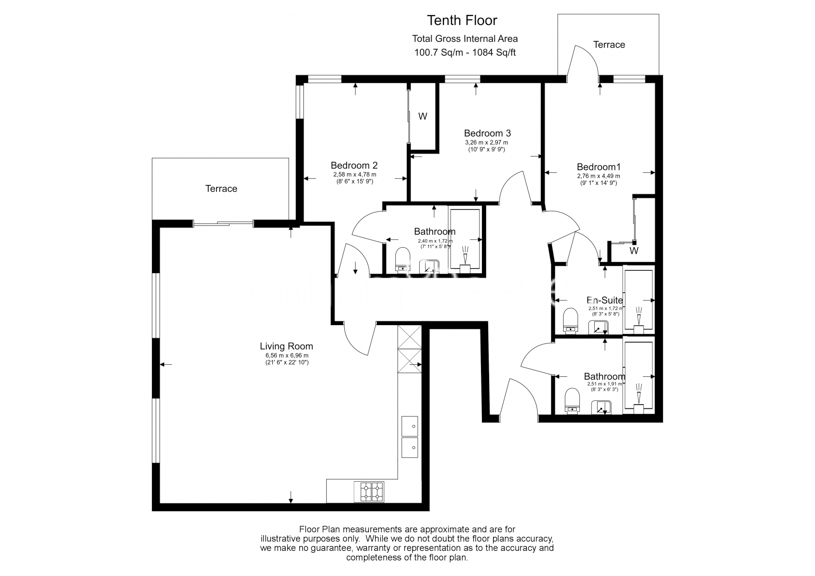 3 bedrooms flat to rent in Beaufort Square, Colindale, NW9-Floorplan