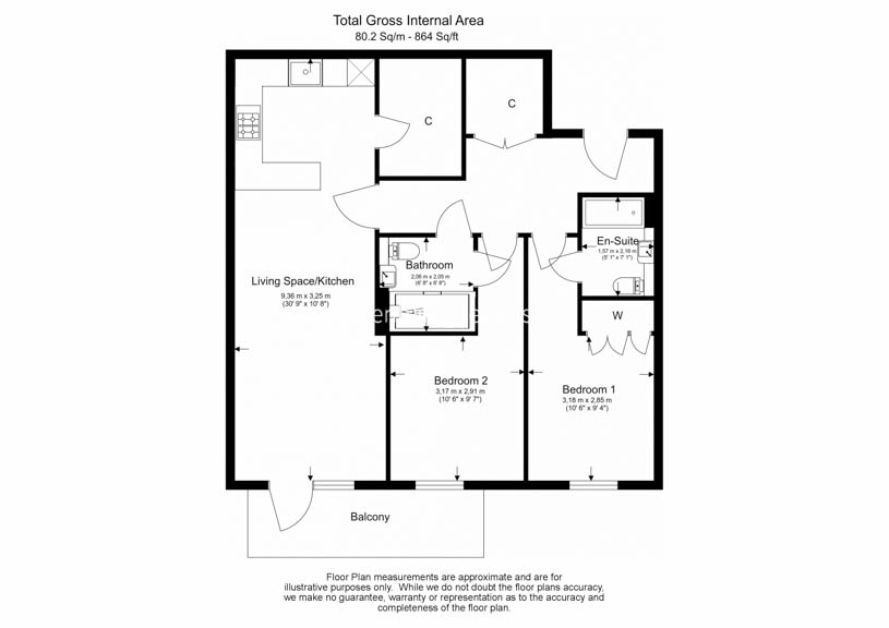 2  bedrooms flat to rent in Caversham Road, Colindale, NW9-Floorplan