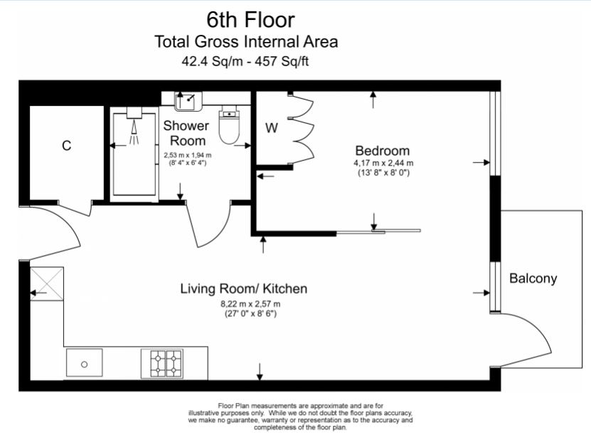 Studio flat to rent in Caversham Road, Colindale, NW9-Floorplan