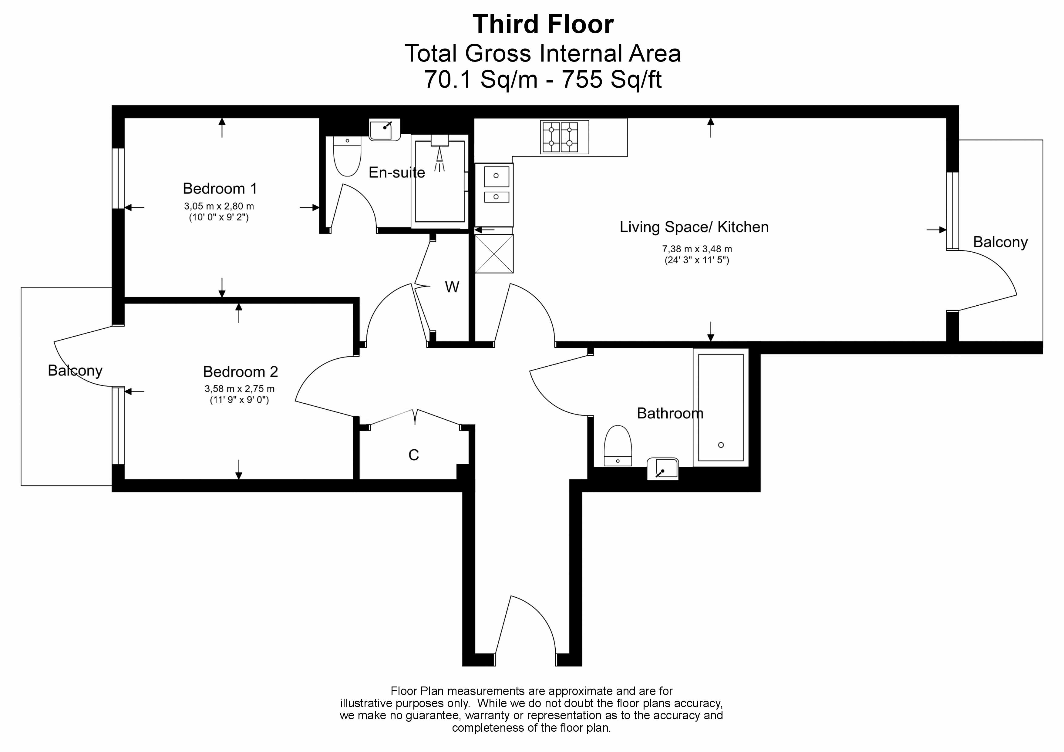 2 bedrooms flat to rent in Beaufort Square, Colindale , NW9-Floorplan