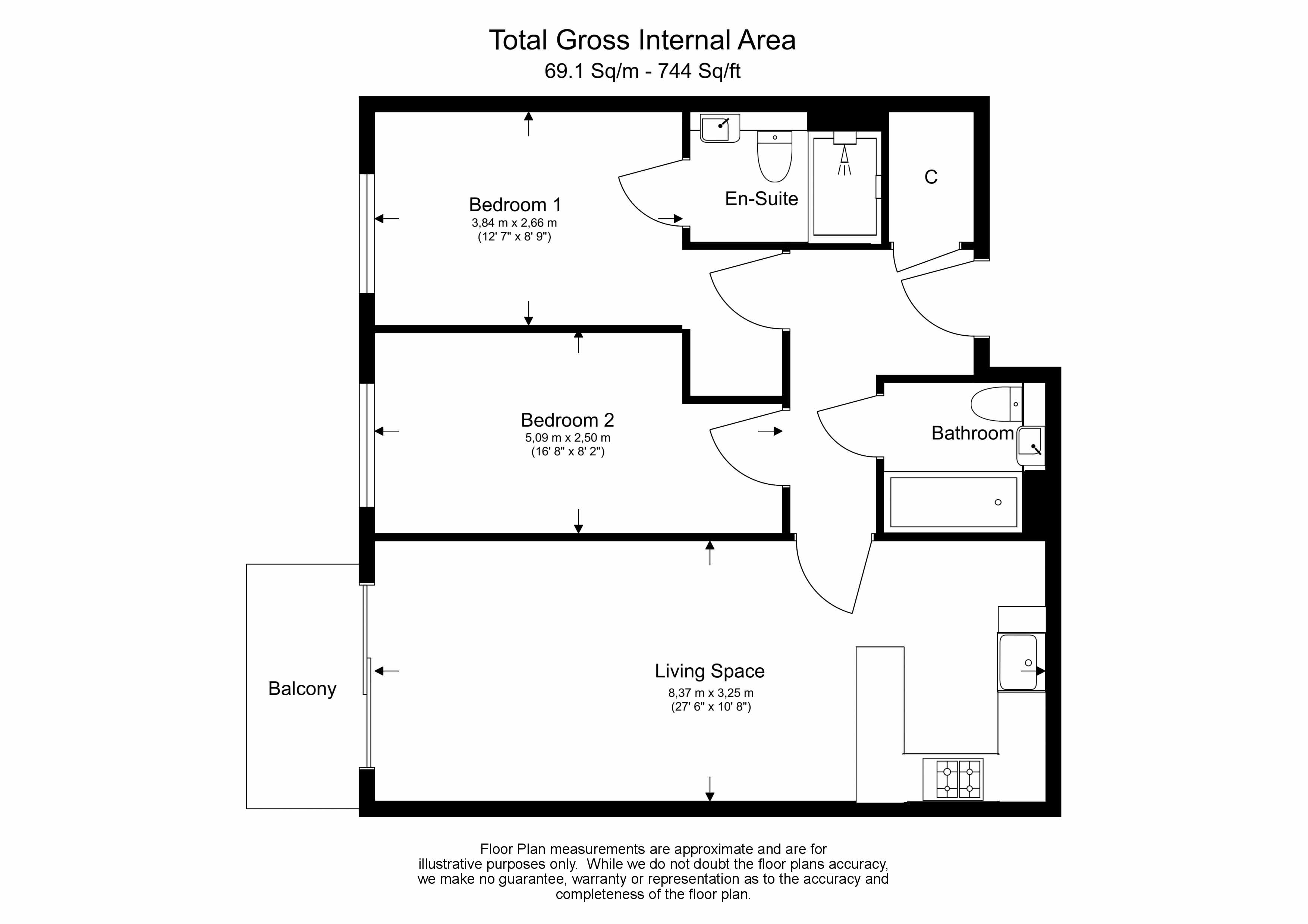 2  bedrooms flat to rent in East Drive, Colindale, NW9-Floorplan