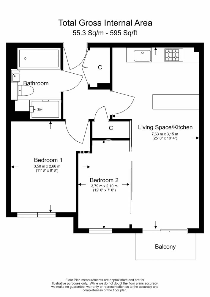 2  bedrooms flat to rent in East Drive, Colindale, NW9-Floorplan