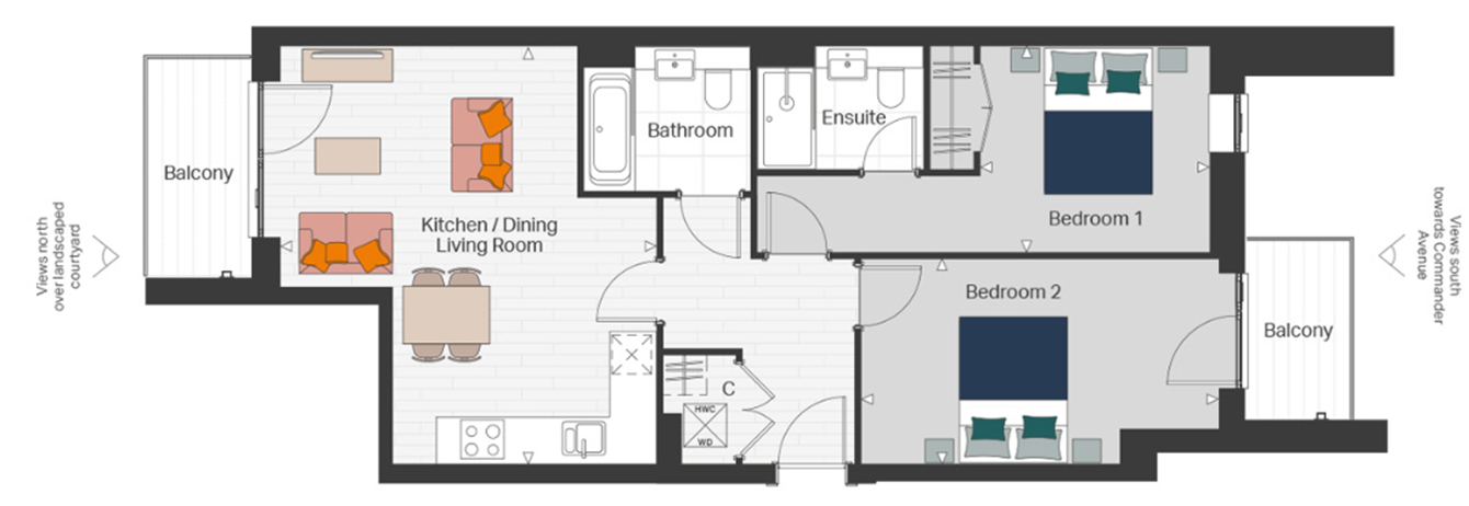2 bedrooms  for sale in Commander Avenue, East Drive, NW9-Floorplan