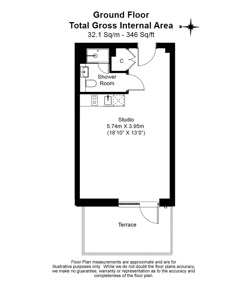 Studio flat to rent in Beaufort Square, Colindale, NW9-Floorplan