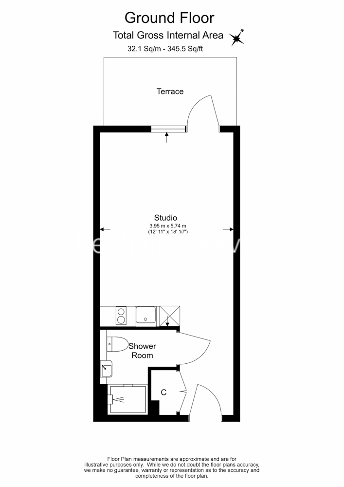 Studio flat to rent in Beaufort Square, Colindale, NW9-Floorplan