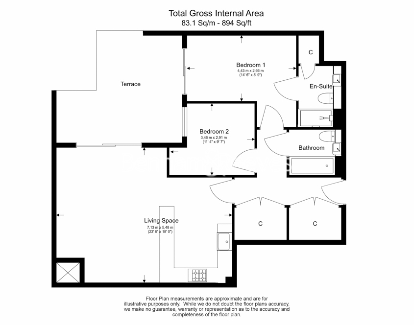 2  bedrooms flat to rent in Aerodrome Road, Beaufort Park, NW9-Floorplan