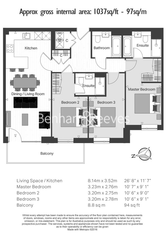 3  bedrooms flat to rent in Beaufort Square, Colindale, NW9-Floorplan