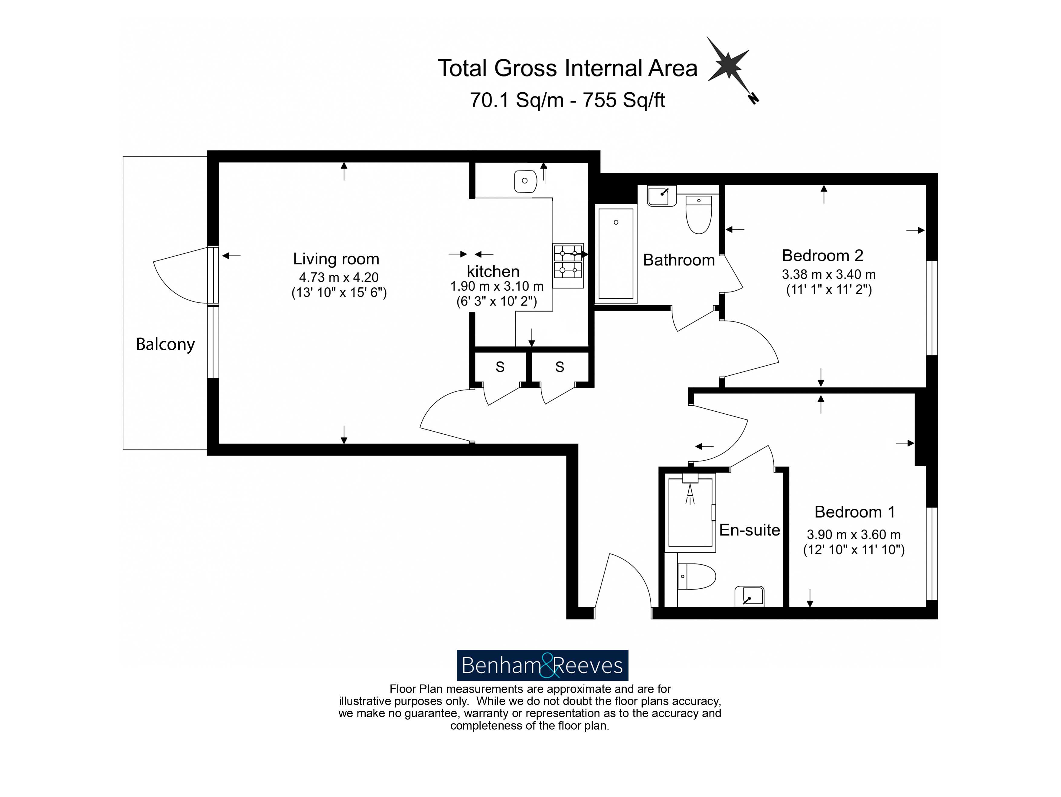 2  bedrooms flat to rent in Conrad Court, Needleman Close, NW9-Floorplan