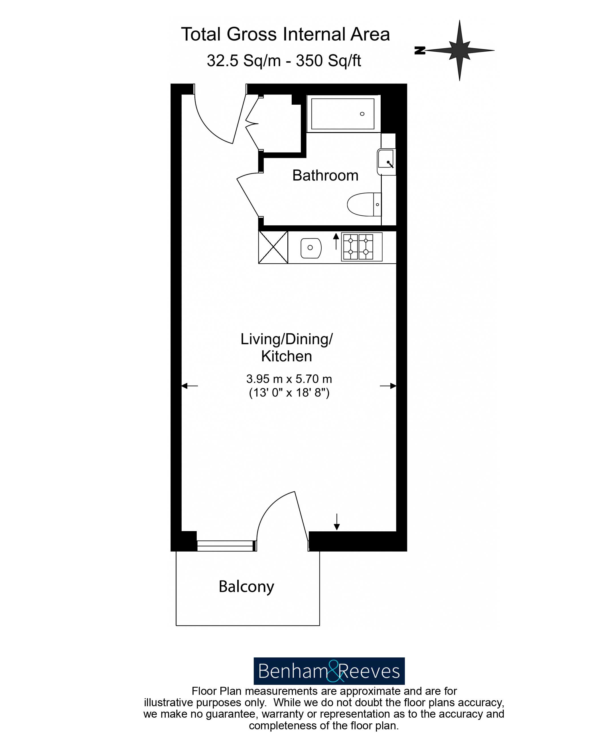 Studio flat to rent in East Drive, Beaufort Park, NW9-Floorplan