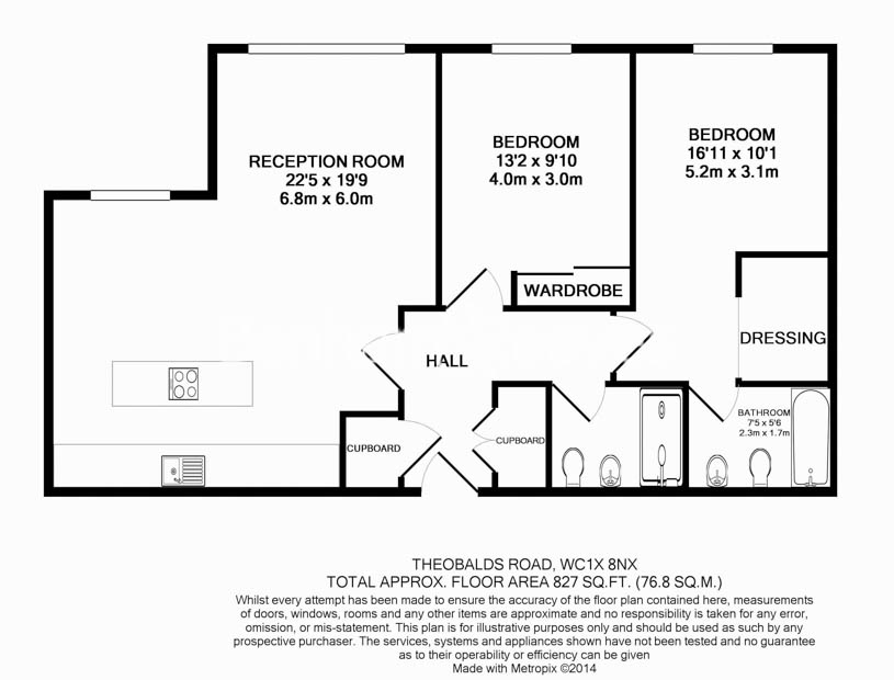 2 bedrooms flat to rent in Theobalds Road, Bloomsbury, WC1-Floorplan