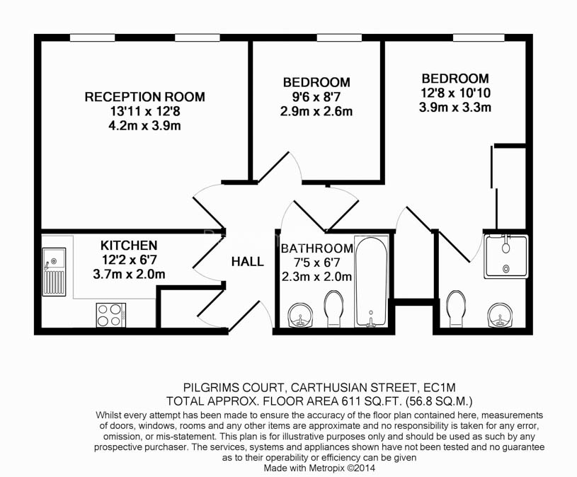 2  bedrooms flat to rent in Carthusian Street, Barbican, EC1M-Floorplan
