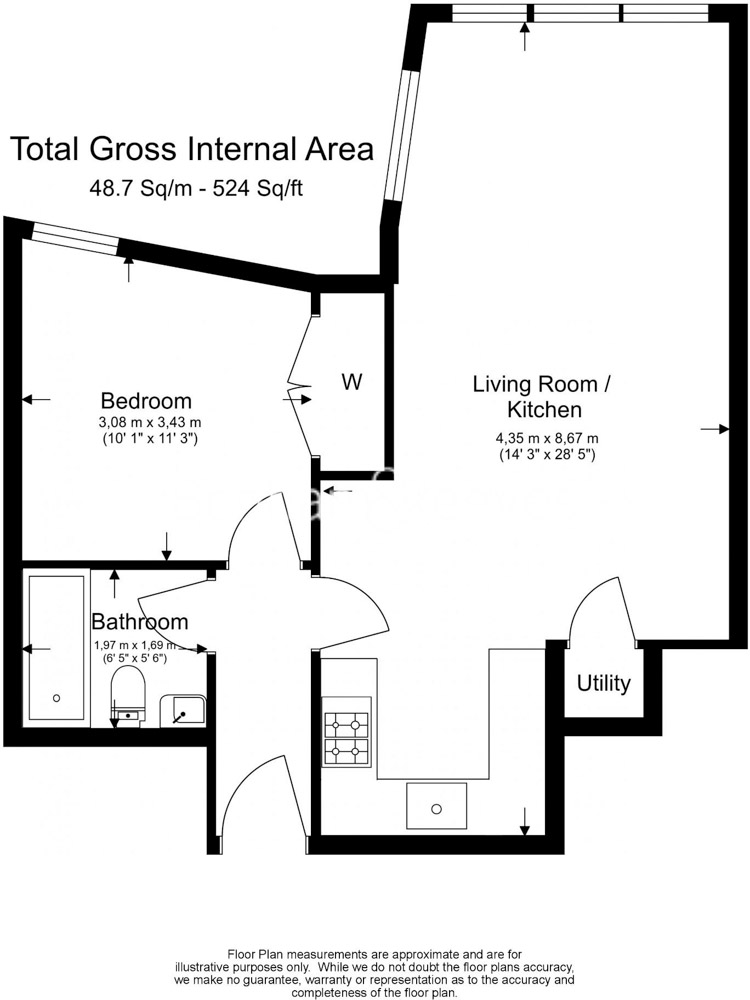 1  bedroom flat to rent in West Smithfield, Farringdon, EC1-Floorplan