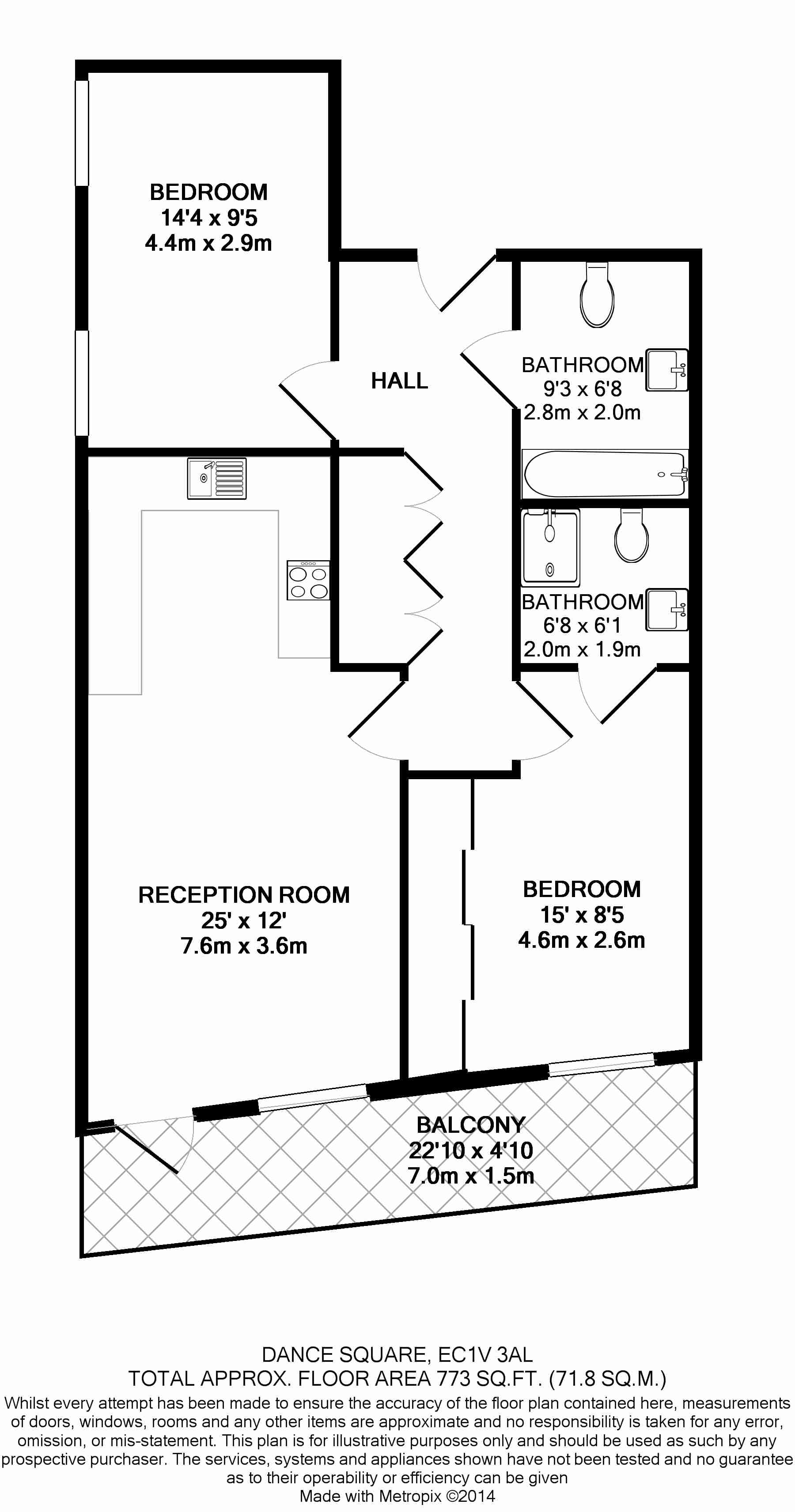 2  bedrooms flat to rent in Dance Square, City, EC1V-Floorplan