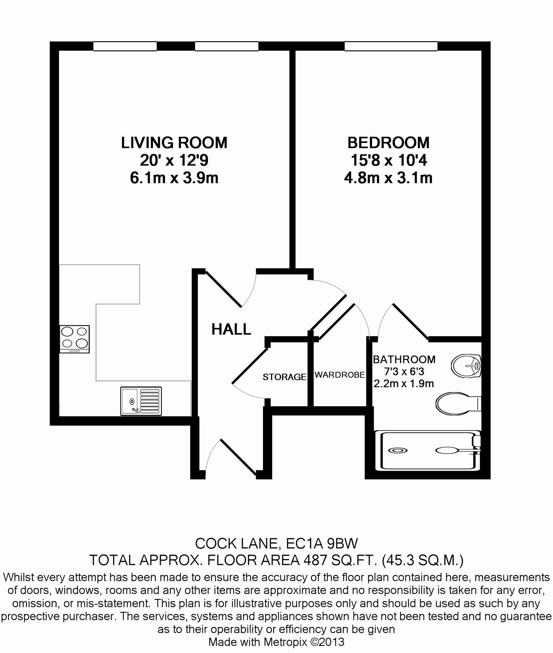 1  bedroom flat to rent in Cock Lane, Snow Hill, EC1A-Floorplan