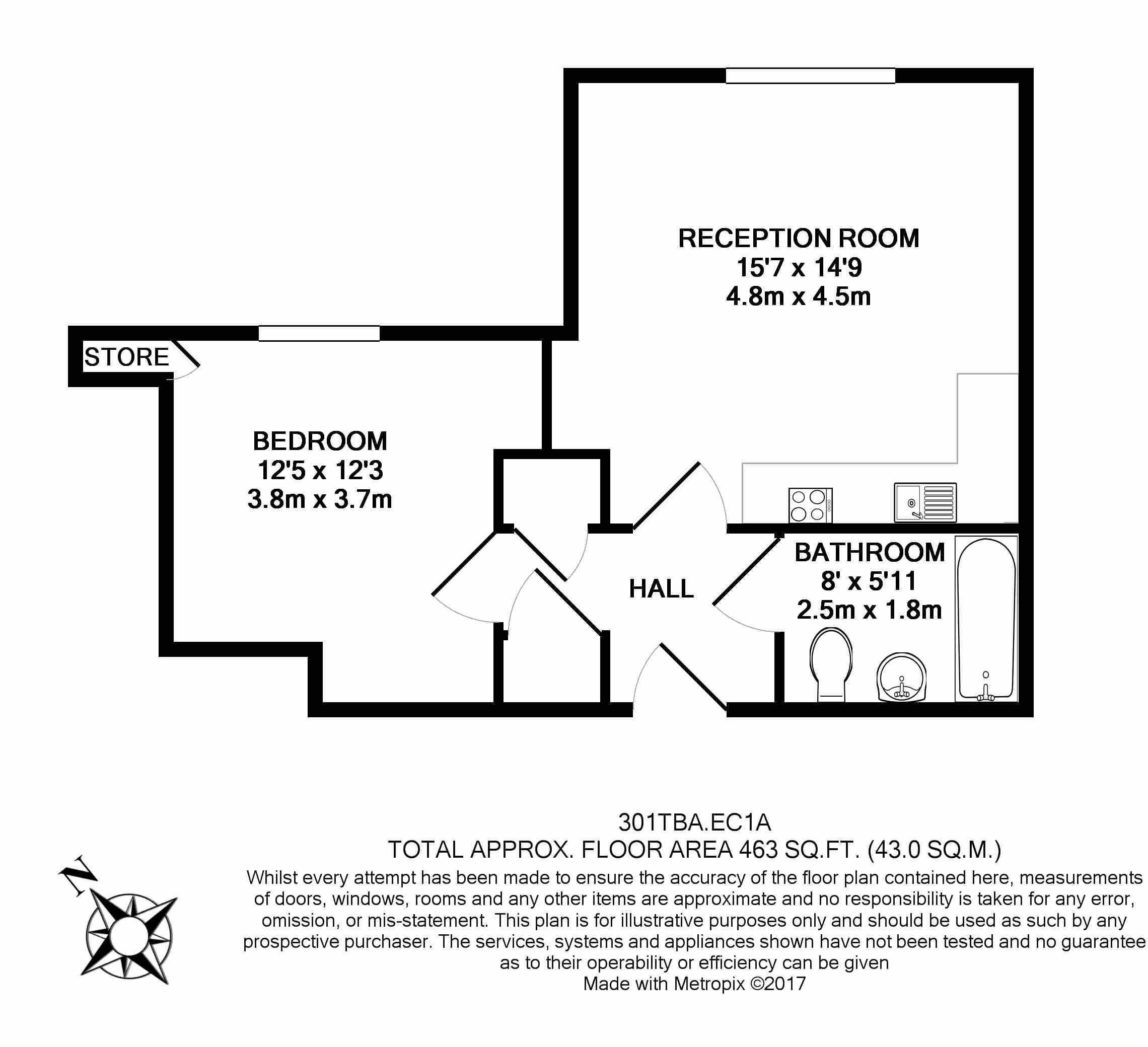 1  bedroom flat to rent in Cock Lane, Snow Hill, EC1A-Floorplan