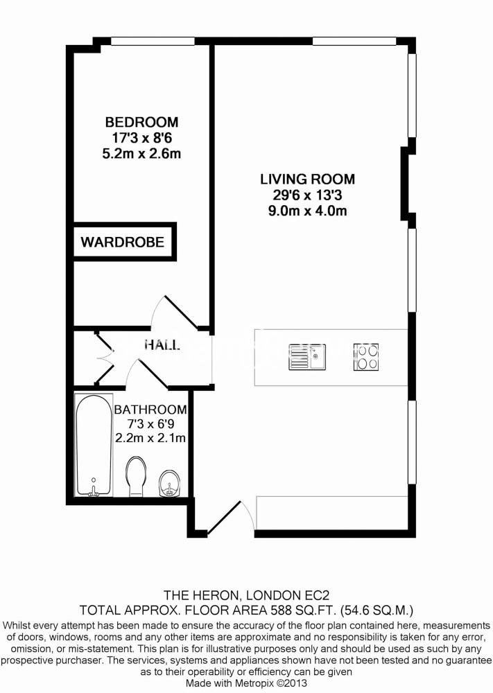 1  bedroom flat to rent in Moor Lane, Moorgate, EC2Y-Floorplan