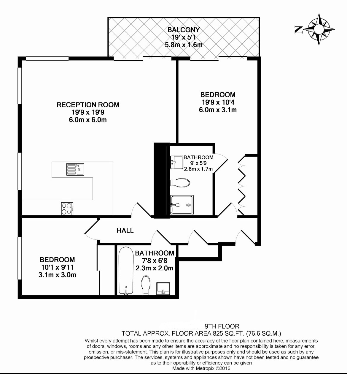 2  bedrooms flat to rent in Moor Lane, Moorgate, EC2Y-Floorplan