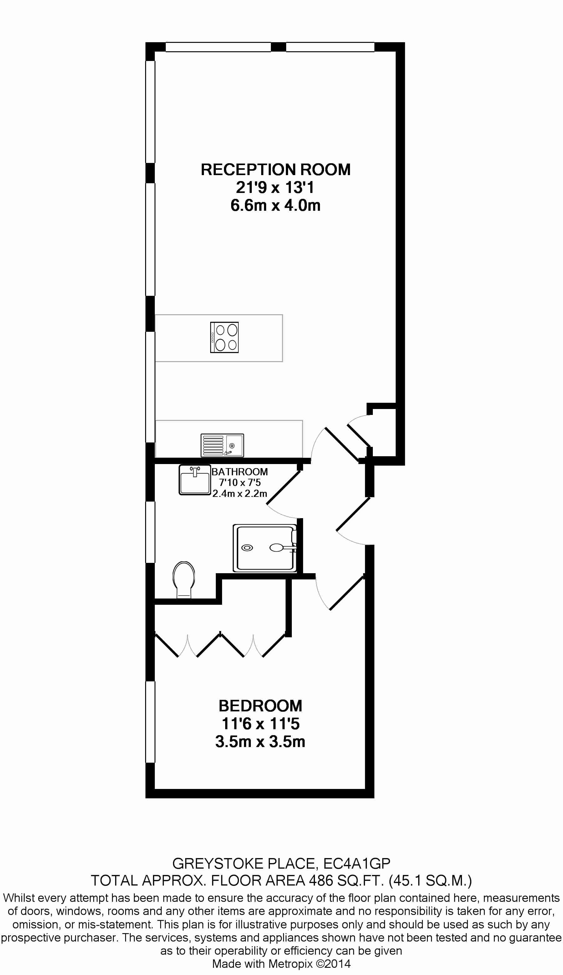 1  bedroom flat to rent in Greystoke Place, City, EC4A-Floorplan