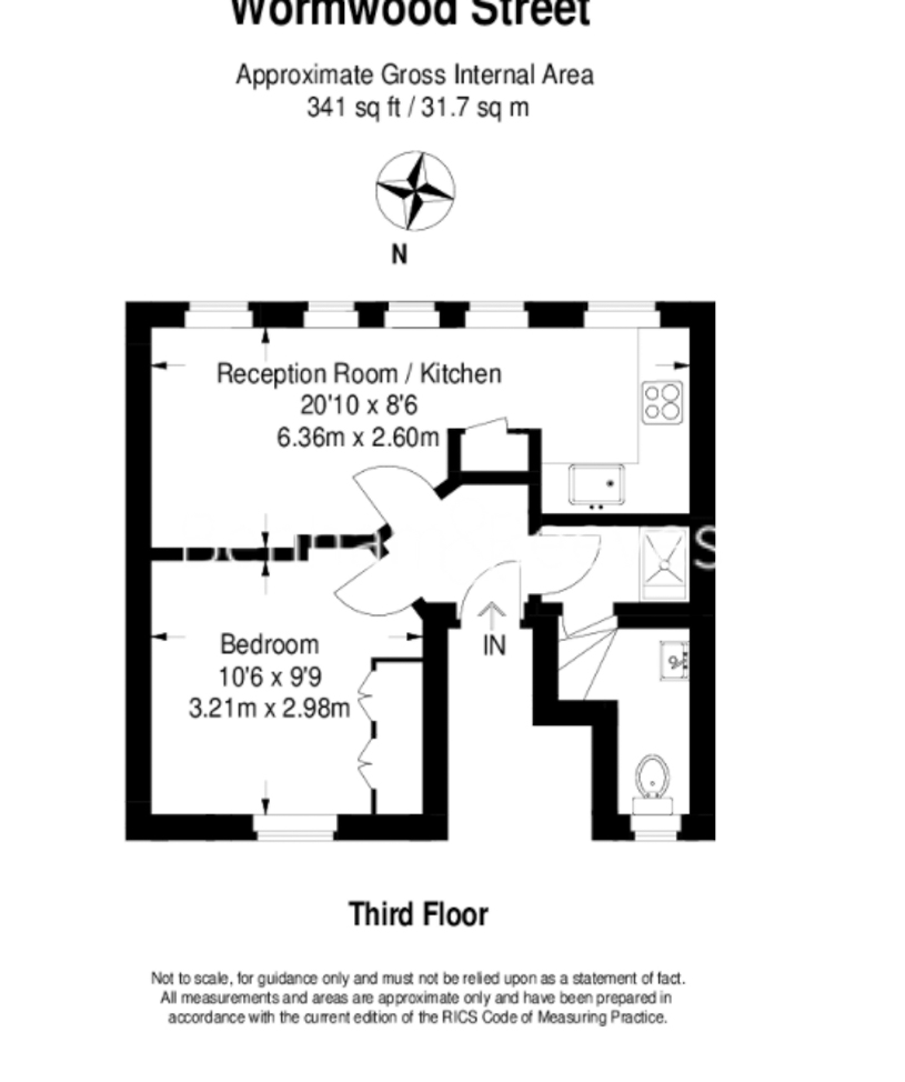 1  bedroom flat to rent in Wormwood Street, City, EC2M-Floorplan