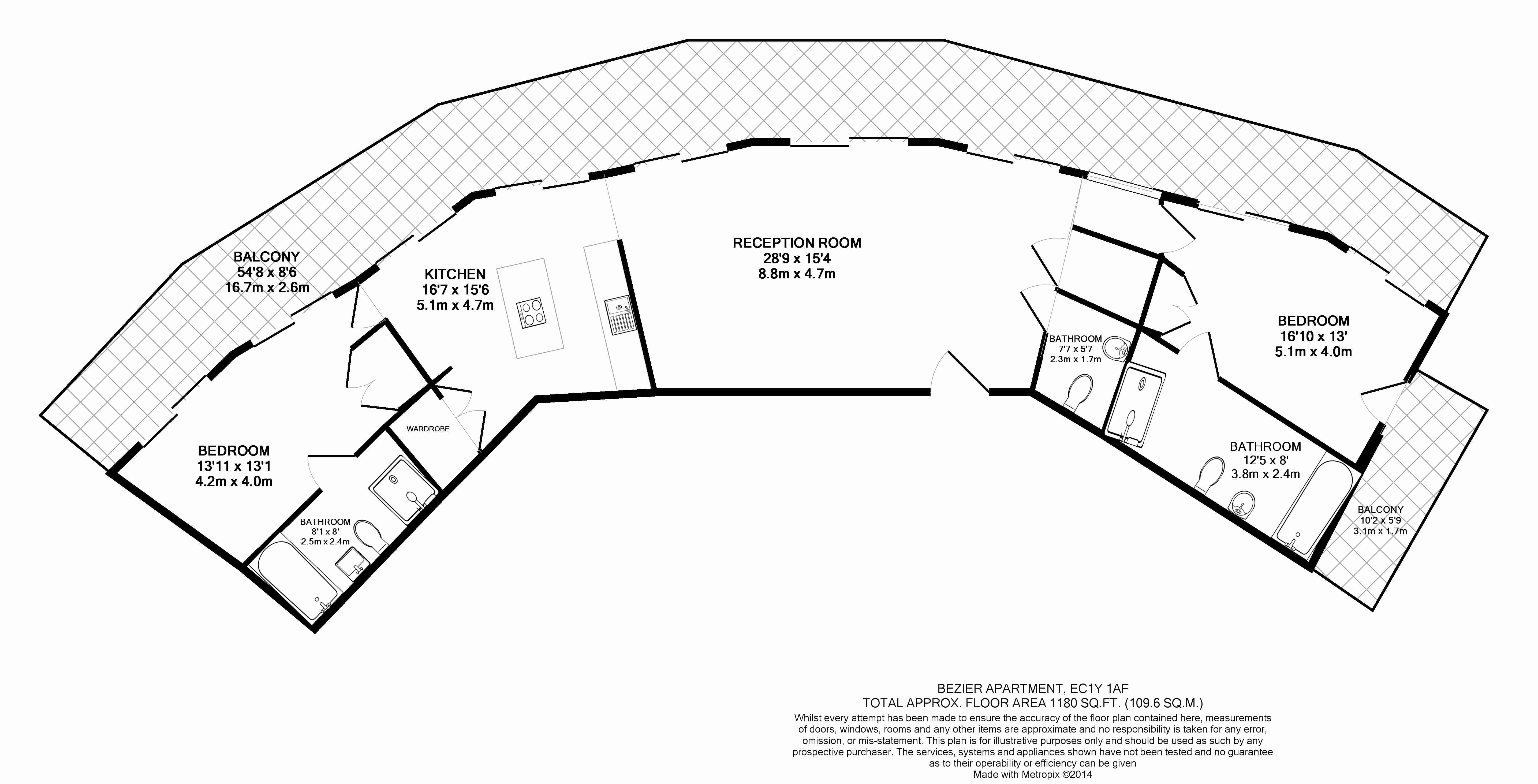 2  bedrooms flat to rent in City Road, Old Street, EC1Y-Floorplan
