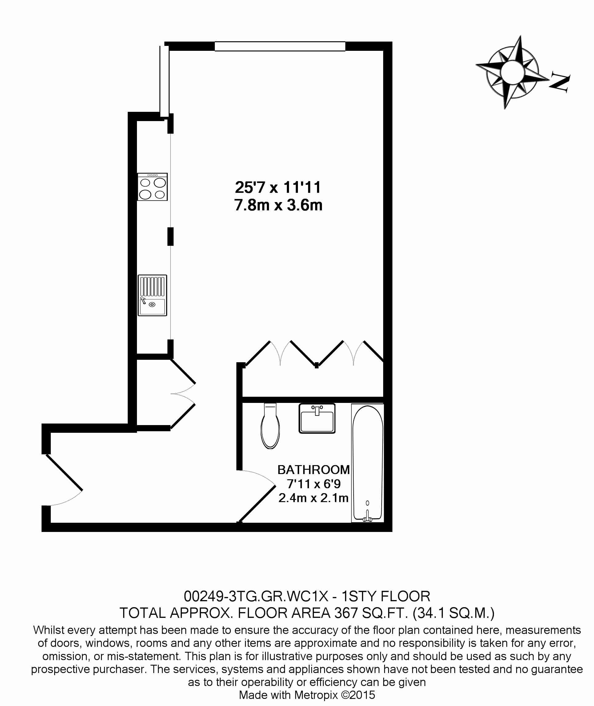 Studio flat to rent in The Greys, Gray’s Inn Road, WC1-Floorplan