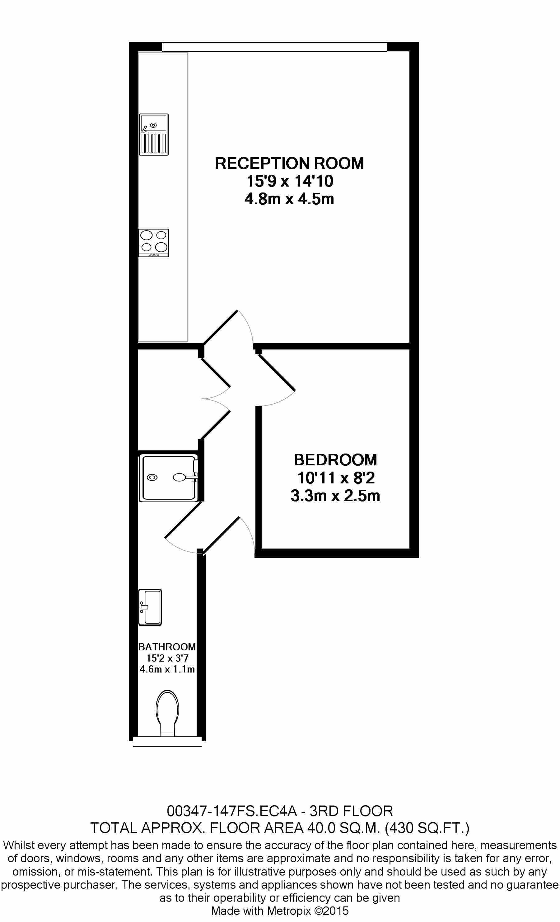 1 bedroom flat to rent in Fleet Street, City, EC4A-Floorplan