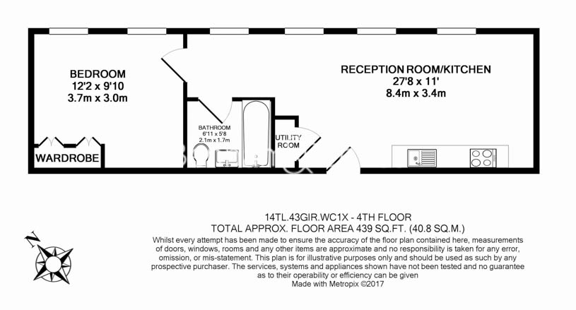 1  bedroom flat to rent in Grays Inn Road, Bloomsbury, WC1X-Floorplan