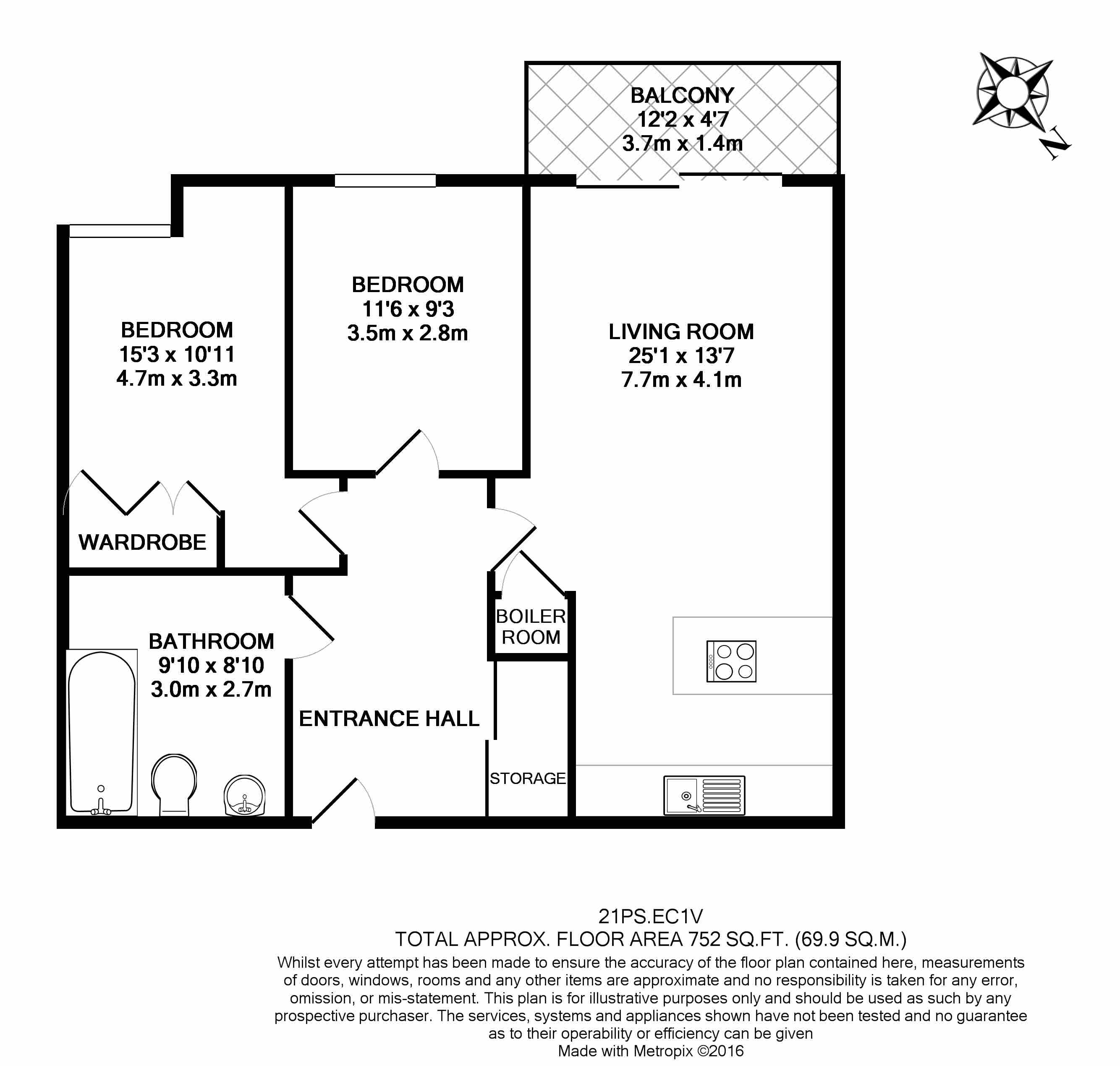 2 bedrooms flat to rent in Paton Street, Clerkenwell, EC1V-Floorplan