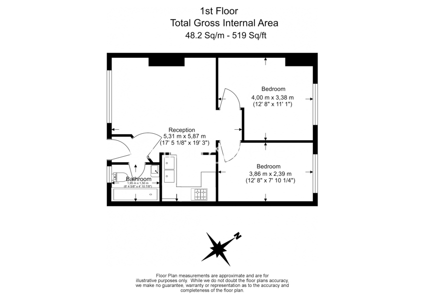 2  bedrooms flat to rent in Bevan House, Boswell Street, WC1N-Floorplan