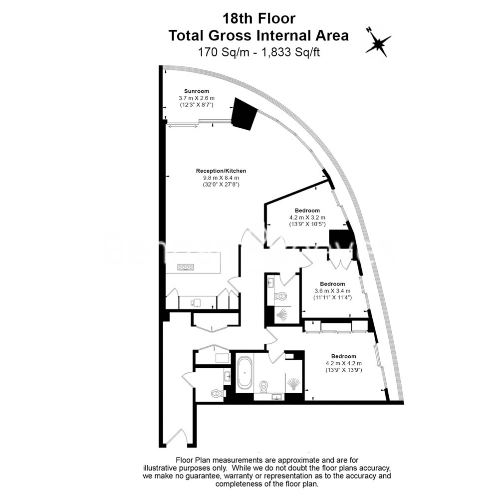 3  bedrooms flat to rent in Blackfriars Road, City, SE1-Floorplan