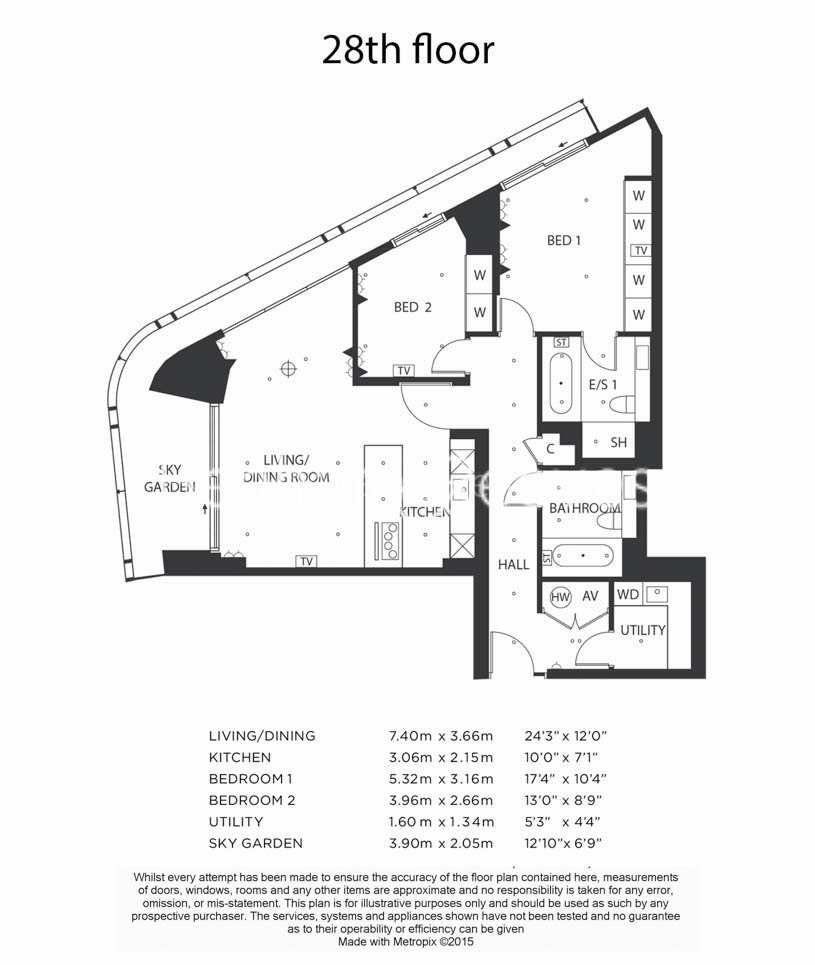 2 bedrooms flat to rent in Blackfriars Road, Southwark, SE1-Floorplan
