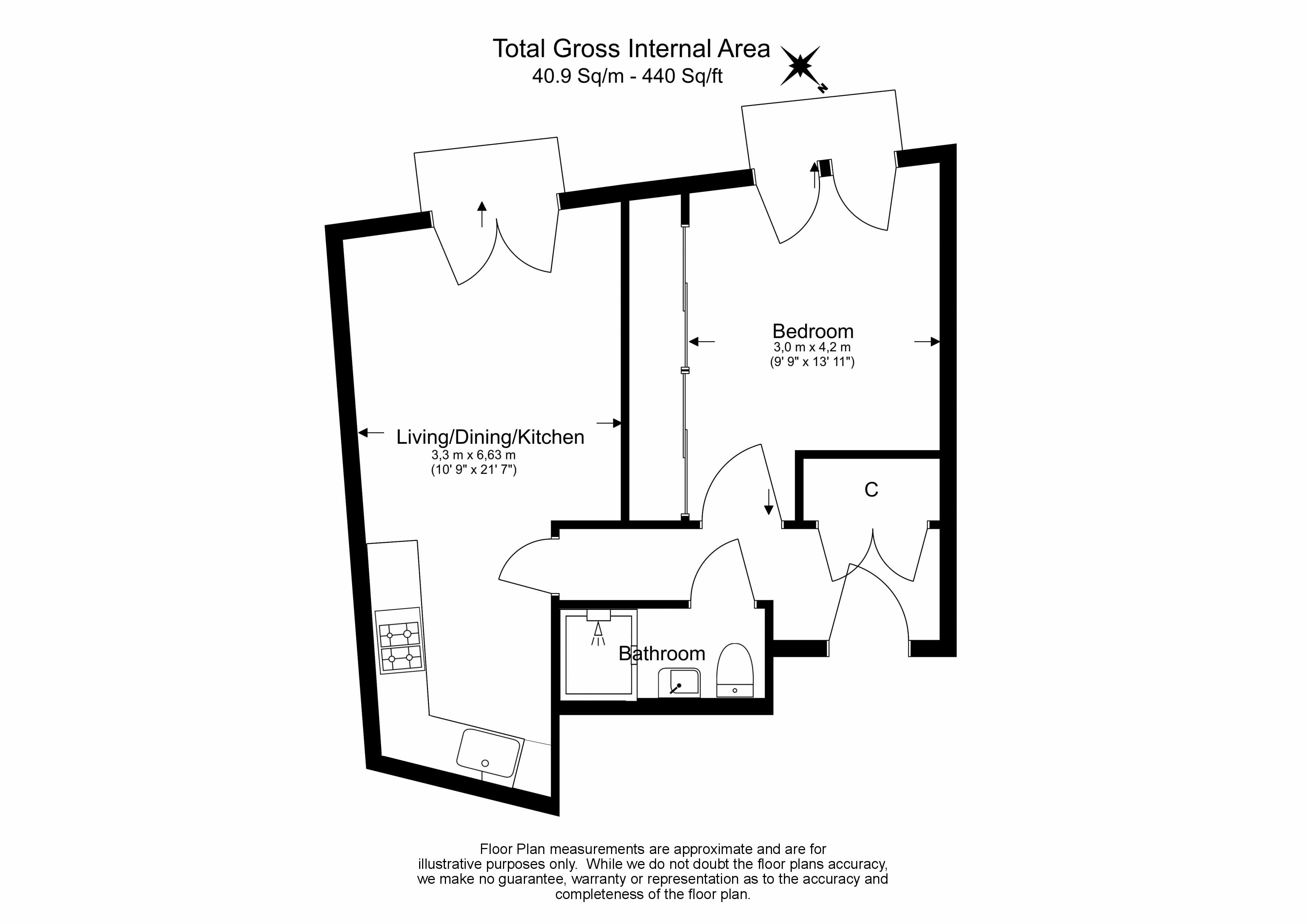 1  bedroom flat to rent in Fetter Lane, City, EC4A-Floorplan