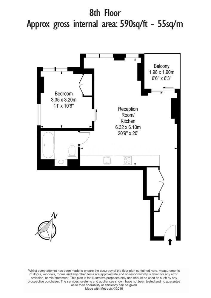 1  bedroom flat to rent in Atlas Building, City, EC1V-Floorplan