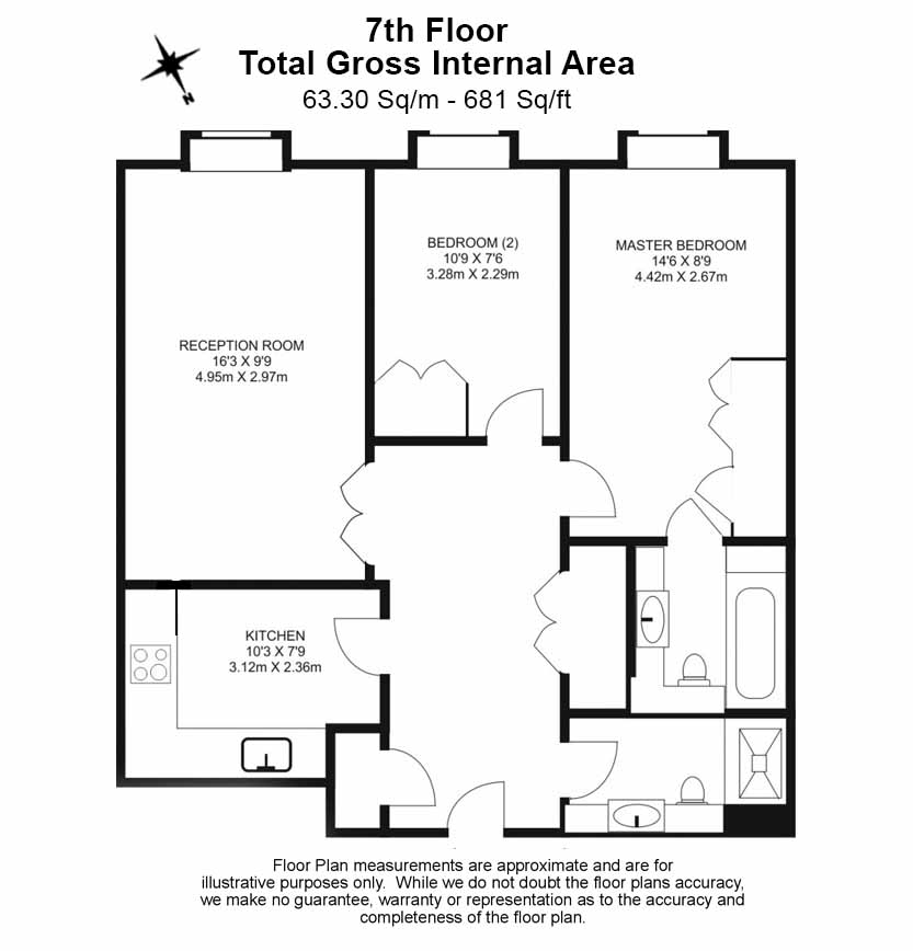 2  bedrooms flat to rent in Whitehouse Apartments, Waterloo, SE1-Floorplan