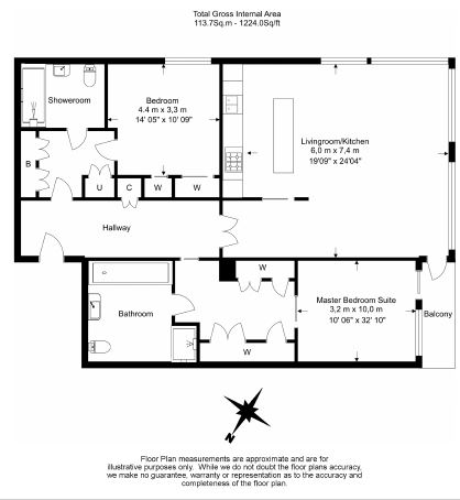 2  bedrooms flat to rent in Belvedere Garden, Southbank Place, SE1-Floorplan