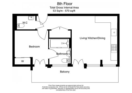 1  bedroom flat to rent in Lincoln Square, Portugal Street, WC2A-Floorplan