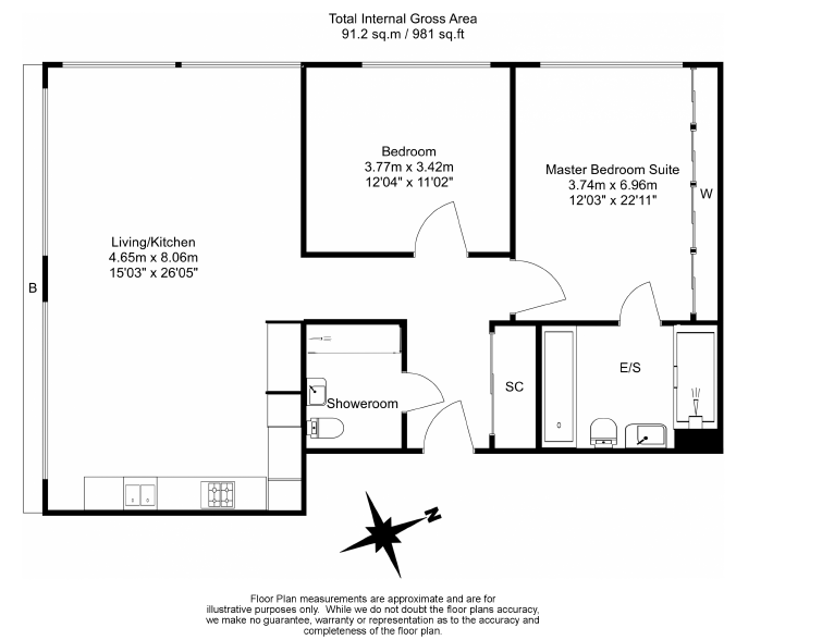 2 bedrooms flat to rent in Casson Square, Southbank Place, SE1-Floorplan