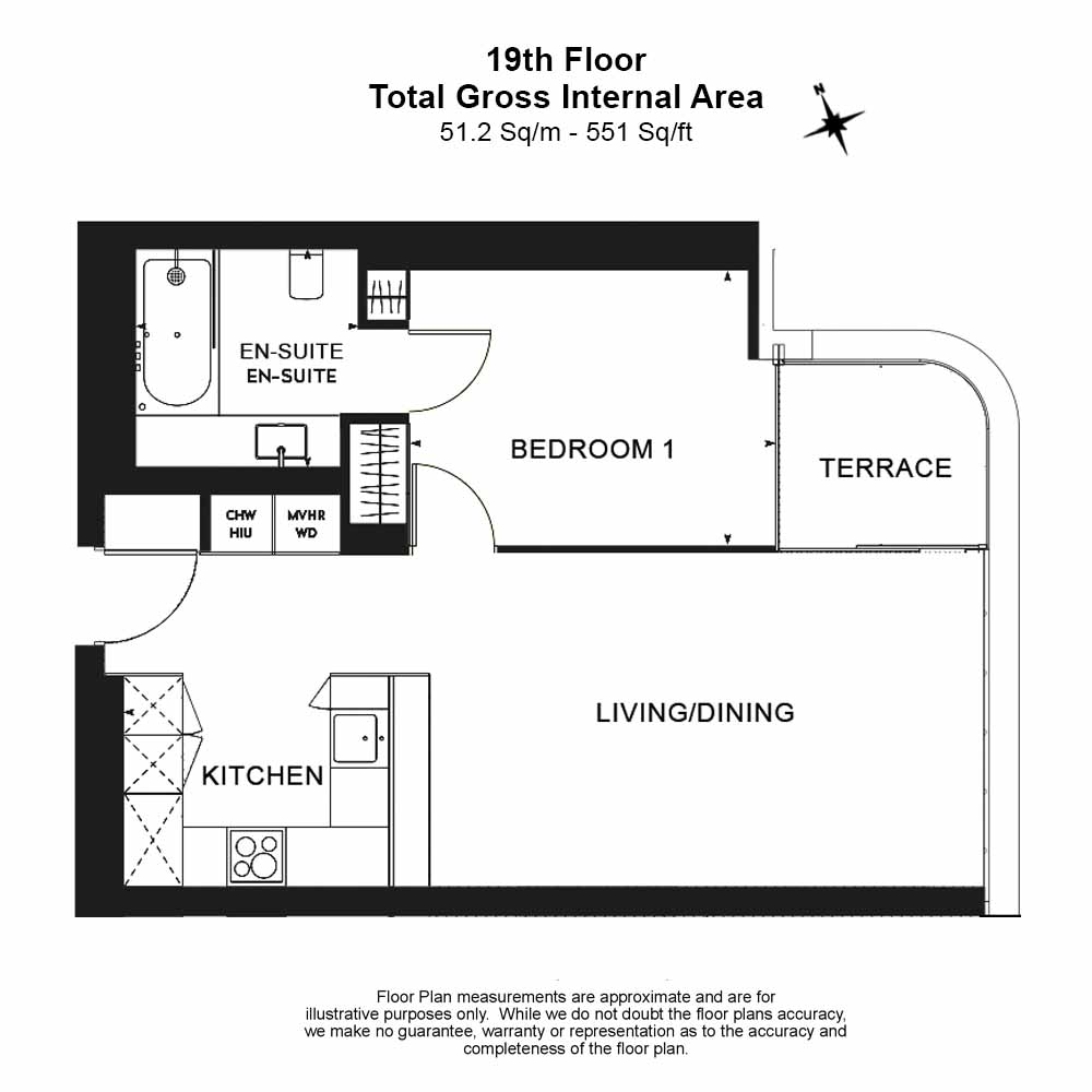 1  bedroom flat to rent in Principal Tower, City, EC2A-Floorplan