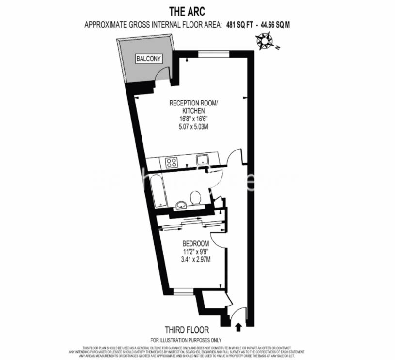 1  bedroom flat to rent in The Arc, Islington, N1-Floorplan