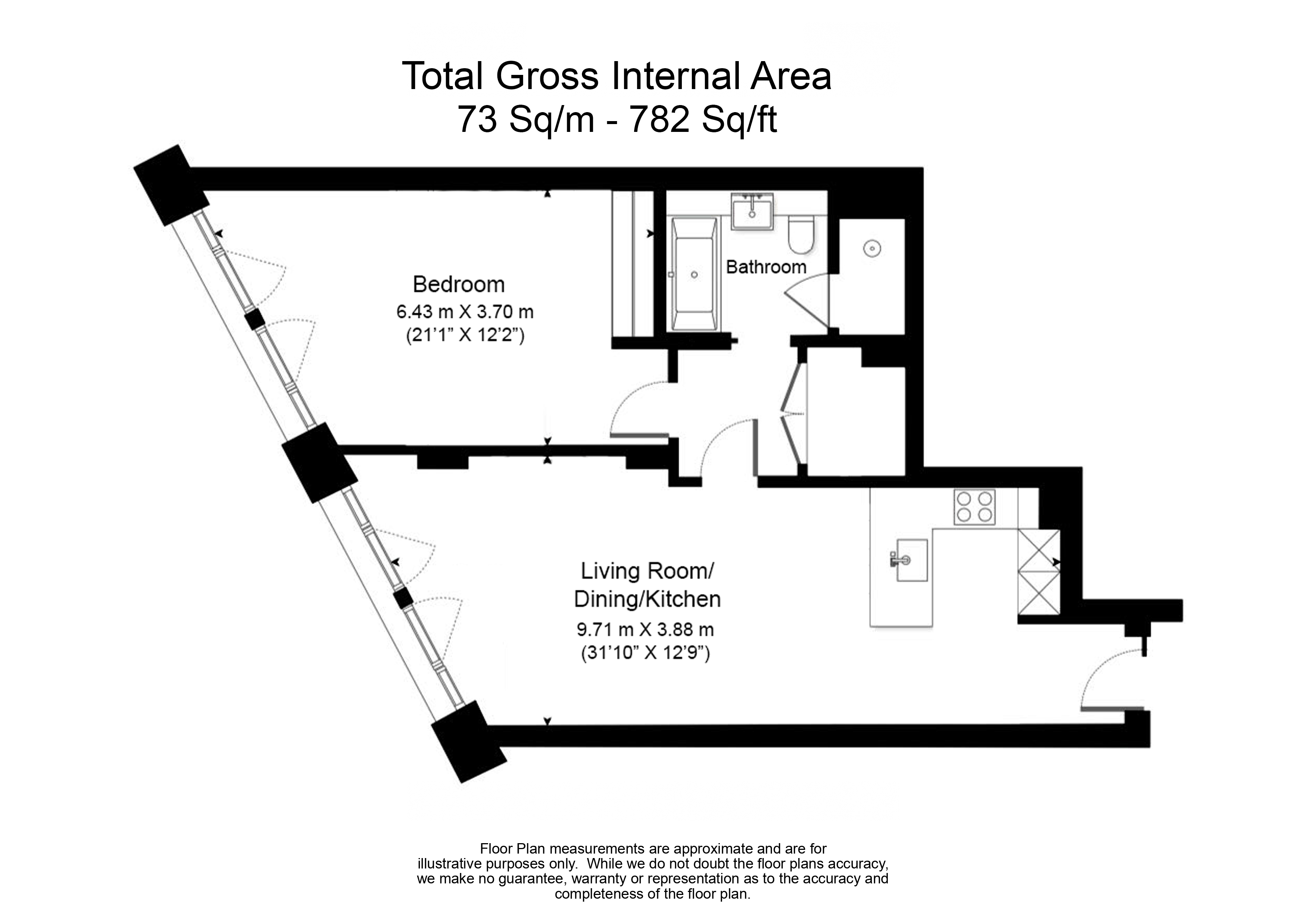 1  bedroom flat to rent in Lincoln Square, 18 Portugal Street, WC2A-Floorplan