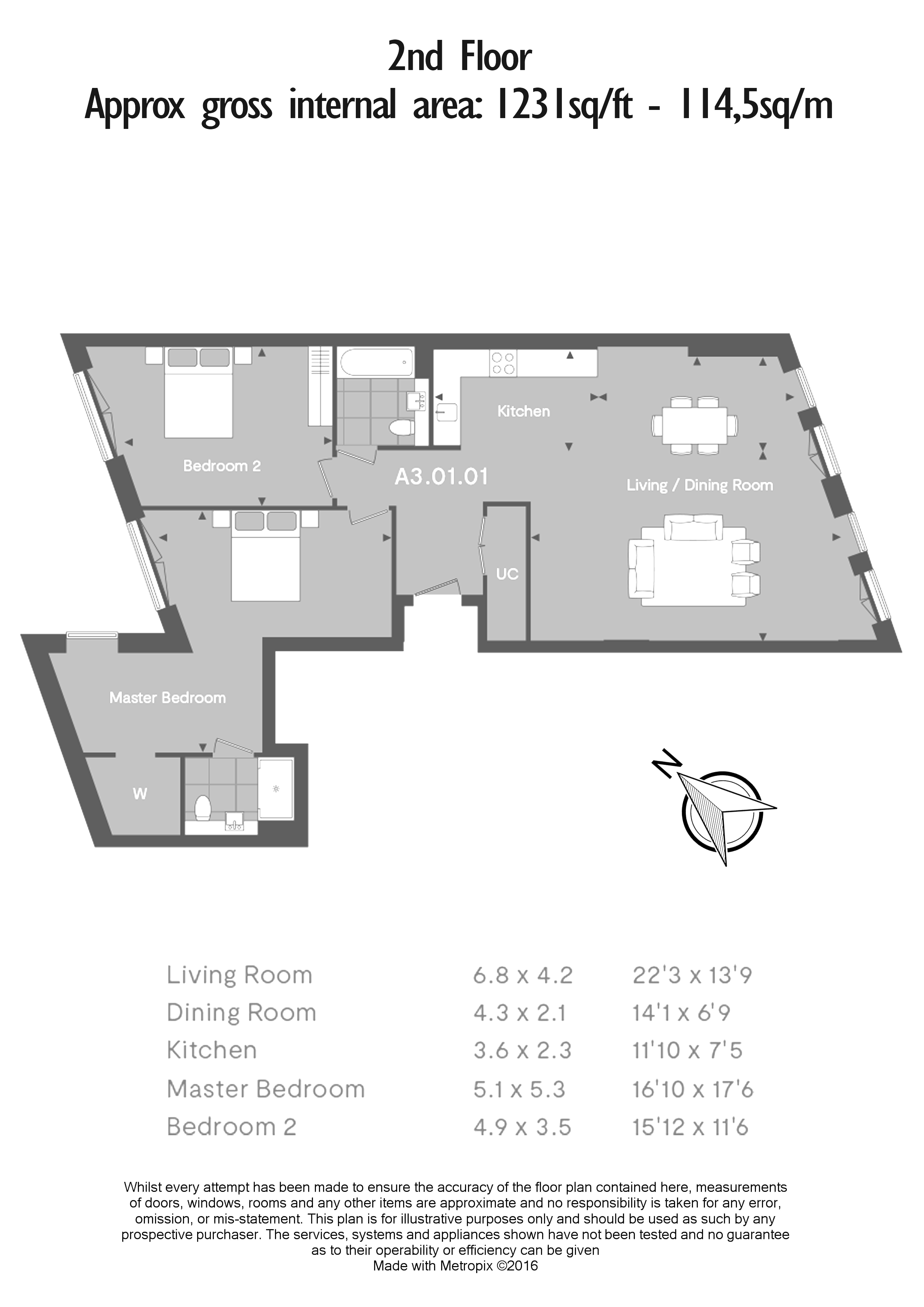 2  bedrooms flat to rent in Dorset House, Postmark, WC1X-Floorplan