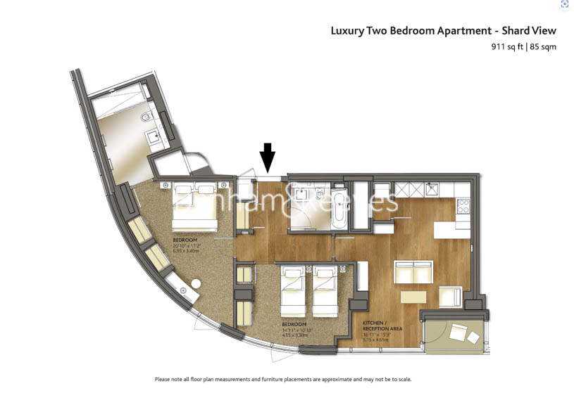 2  bedrooms flat to rent in Cheval Three Quays, City, EC3R-Floorplan