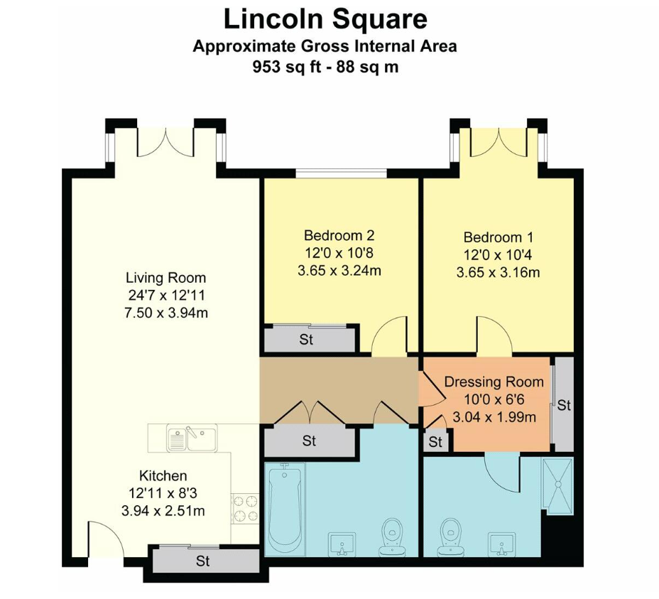 2  bedrooms flat to rent in Lincoln Square, Portugal Street, WC2A-Floorplan