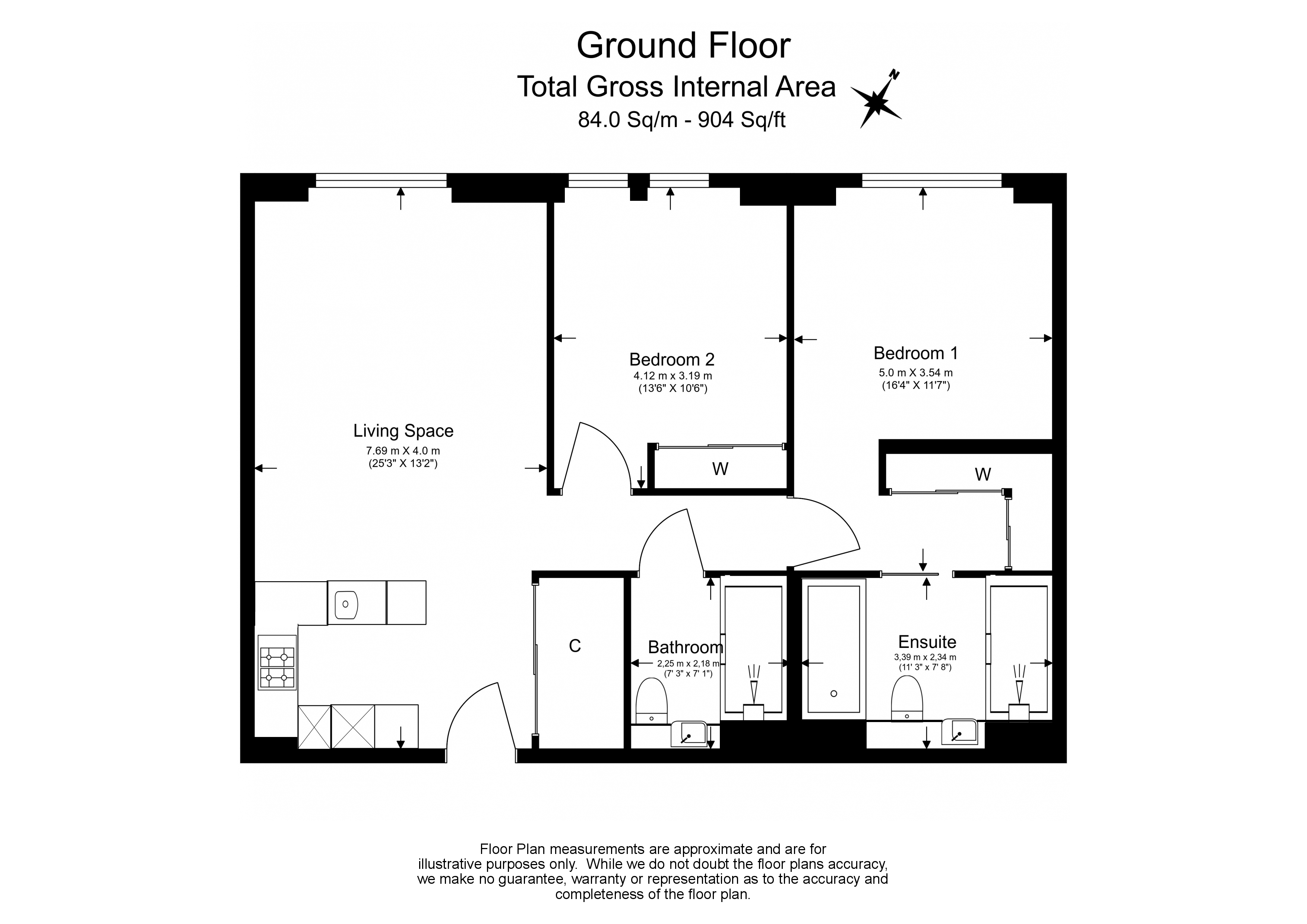 2  bedrooms flat to rent in Lincoln Square, 18 Portugal Street, WC2A-Floorplan